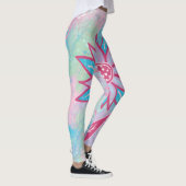 Schattige handgetekende pastelbloem leggings (Rechts)