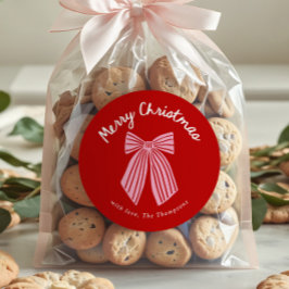 Schattige handgetekende speelse strik Kerstmis Ronde Sticker