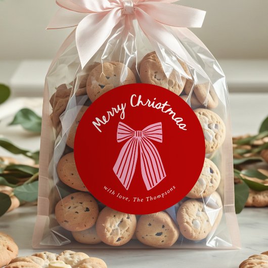 Schattige handgetekende speelse strik Kerstmis Ronde Sticker