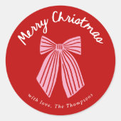 Schattige handgetekende speelse strik Kerstmis Ronde Sticker (Voorkant)