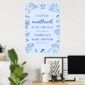 Schattige handgetekende Valentijnsdag babyshower w Poster (Thuiskantoor)