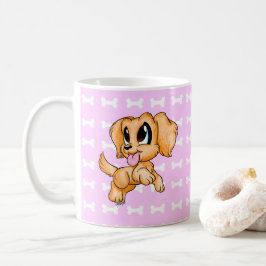Schattige handtekening Golden Retriever Dog roze M Koffiemok
