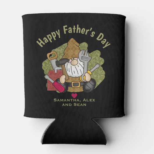 Schattige Handyman & Carpenter Garden Gnome Blikjeskoeler (Achterkant)