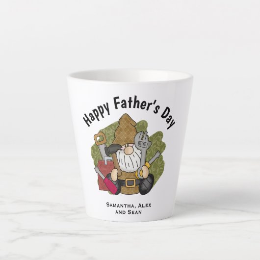 Schattige Handyman & Carpenter Garden Gnome Latte Mok (Voorkant)