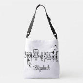 Schattige hangende katjes aangepaste naam crossbody tas (Achterkant)