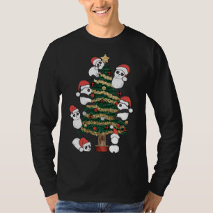 Schattige Hangende Panda Kerstboom Santa Hat Famil T-shirt