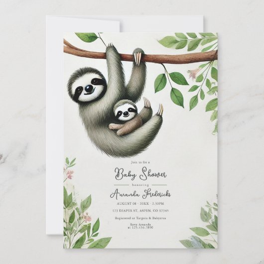Schattige Hanging Sloth Baby Shower Kaart (Voorkant)