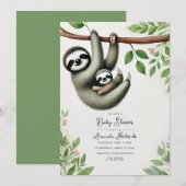 Schattige Hanging Sloth Baby Shower Kaart (Voorkant / Achterkant)