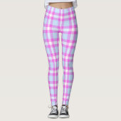 Schattige Hannah Pink Frost Buffel Check geruite P Leggings (Voorkant)