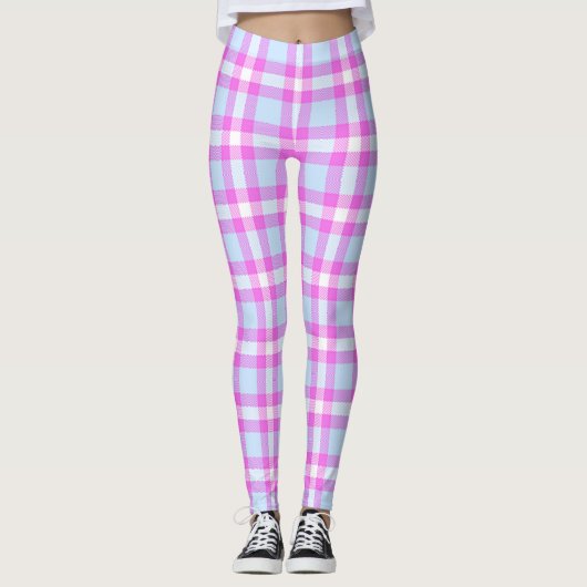 Schattige Hannah Pink Frost Buffel Check geruite P Leggings (Voorkant)