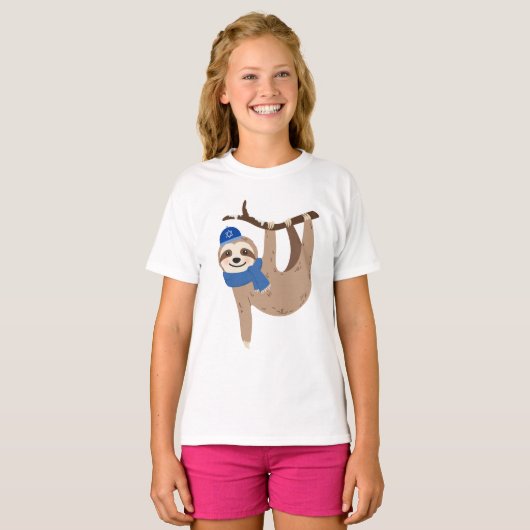 Schattige Hanukkah Sloth T-shirt (Voorkant volledig)