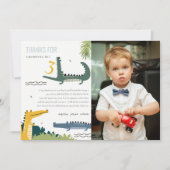 Schattige Happende Alligator Moeras Kinderen Foto  Bedankkaart (Voorkant)