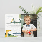 Schattige Happende Alligator Moeras Kinderen Foto  Bedankkaart (Staand voorkant)