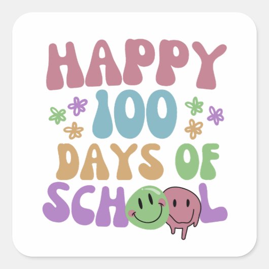Schattige Happy 100 dagen van schoolleraar student Vierkante Sticker (Voorkant)