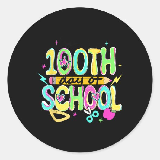 Schattige Happy 100th Day of School Pencil 100 Day Ronde Sticker (Voorkant)