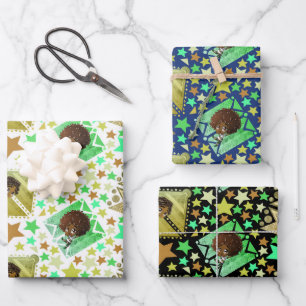 Schattige Happy African American Boys Stars Inpakpapier Vel