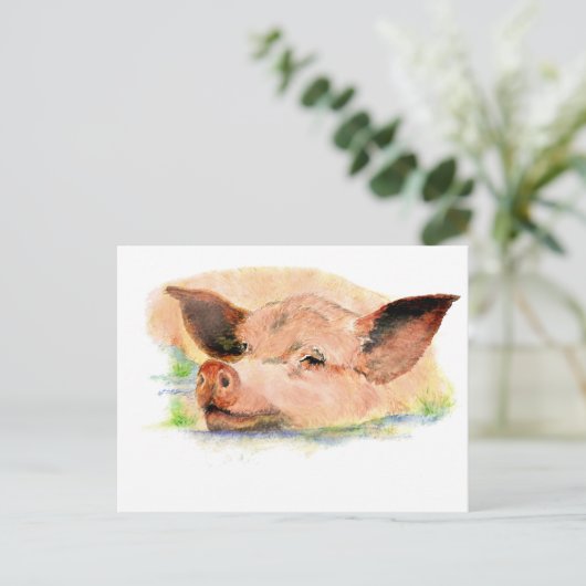 Schattige Happy as a Pig in Mud, Boerderij Dier, H Briefkaart (Staand voorkant)