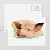 Schattige Happy as a Pig in Mud, Boerderij Dier, H Briefkaart (Voorkant / Achterkant)