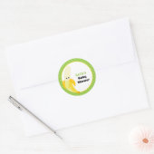 Schattige Happy Banana Baby shower Monogram Ronde Sticker (Envelop)