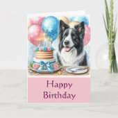 Schattige Happy Birthday Border Collie Wenskaart Kaart (Voorkant)