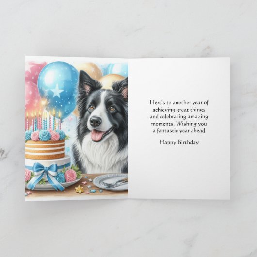 Schattige Happy Birthday Border Collie Wenskaart Kaart (Binnen)