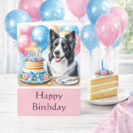Schattige Happy Birthday Border Collie Wenskaart Kaart