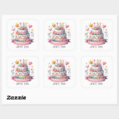 Schattige Happy Birthday cake tekst toevoegen Vierkante Sticker (Vel)
