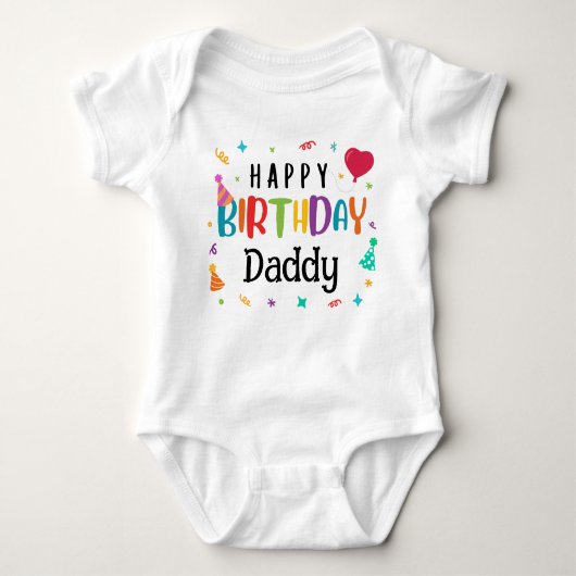 Schattige Happy Birthday Daddy Romper (Voorkant)