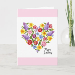 Schattige Happy Birthday Flowers Bloemenhart Kaart