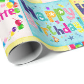 Schattige Happy Birthday Haar naam toevoegen Cadeaupapier (Rol Hoek)