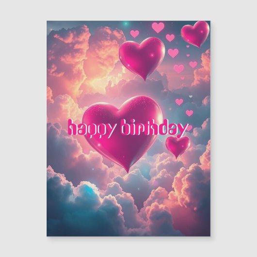 Schattige Happy Birthday Hearts en Clouds (Voorkant)
