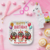 Schattige Happy Birthday Ladybug rood en zwart ins Papieren Bordje (Feest)