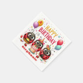 Schattige Happy Birthday Ladybug rood en zwart ins Servet (Hoek)