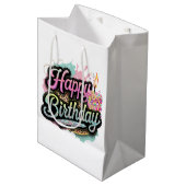 Schattige Happy Birthday Lady's Party Medium Cadeauzakje (Voorkant Gekanteld)