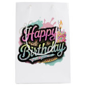 Schattige Happy Birthday Lady's Party Medium Cadeauzakje (Voorkant)