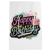 Schattige Happy Birthday Lady's Party Medium Cadeauzakje (Achterkant)