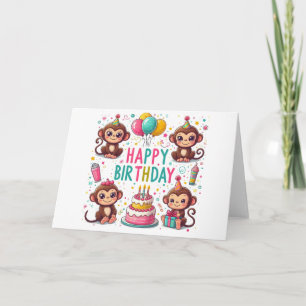 Schattige Happy Birthday Monkey Kaart