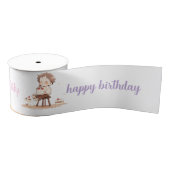 Schattige Happy Birthday Ribbon – Cartoon Verjaard Grosgrain Lint (Spoel)