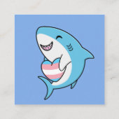 Schattige Happy Blahaj Blauwe Haai Holding Trans H Informatiekaartje (Achterkant)