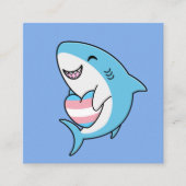 Schattige Happy Blahaj Blauwe Haai Holding Trans H Informatiekaartje (Voorkant)