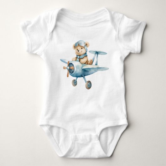 Schattige Happy Blue Beer Pilot Boys Romper (Voorkant)