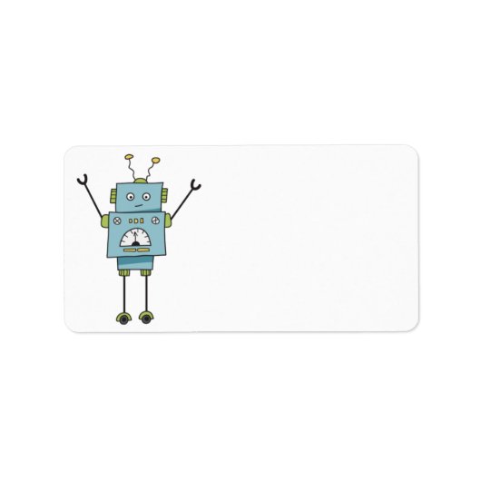 Schattige Happy Blue Robot Blank Etiket (Voorkant)