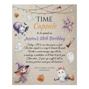 Schattige Happy Boo Geest Halloween Tijdcapsulekaa Perfect Poster