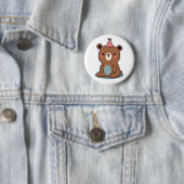 Schattige Happy Brown Party Beer Ronde Button 5,7 Cm (In situ)