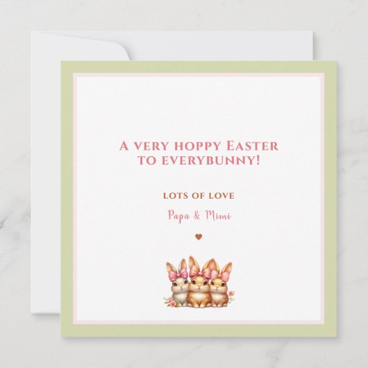 Schattige Happy Bunny Meisje Waterverf Pasen Kaart (Achterkant)