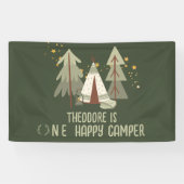 Schattige Happy Camper Green Woodland Eerste Verja Spandoek (Horizontaal)