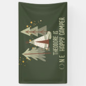 Schattige Happy Camper Green Woodland Eerste Verja Spandoek (Verticaal)