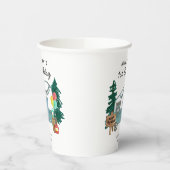Schattige Happy Camper Van Trees Camping 1e Verjaa Papieren Bekers (Links)