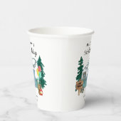 Schattige Happy Camper Van Trees Camping 1e Verjaa Papieren Bekers (Rechts)