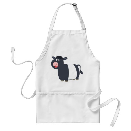 Schattige Happy Cartoon Belted Galloway Koe Schort (Voorkant)